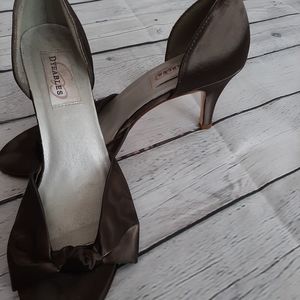 Women's Brown Satin Heels